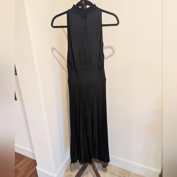 A.L.C. Black Pleated Halter Dress, Size 8 - Picture 8 of 13